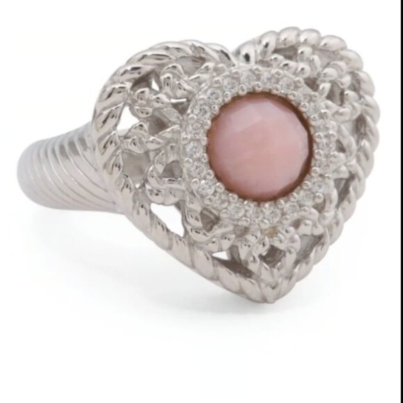 Judith Ripka Ring Heart Pink Opal NEW Size 6 NIB - Picture 1 of 6